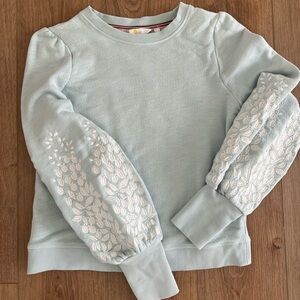 Boden Light Blue Sweater with White Floral Embroidery